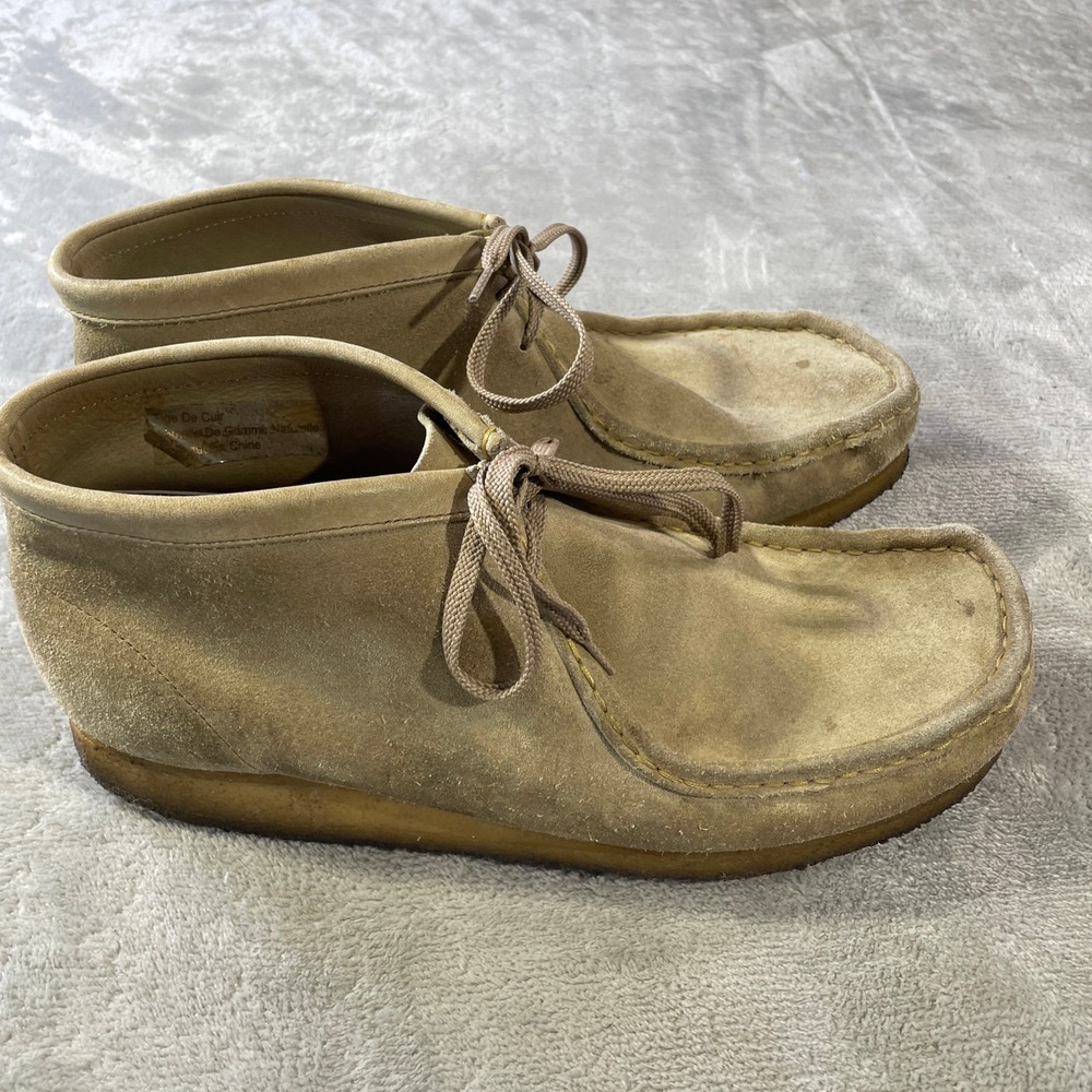Clarks Wallabee Chukka Boot Mens 12 Sand Suede Leather Crepe Sole